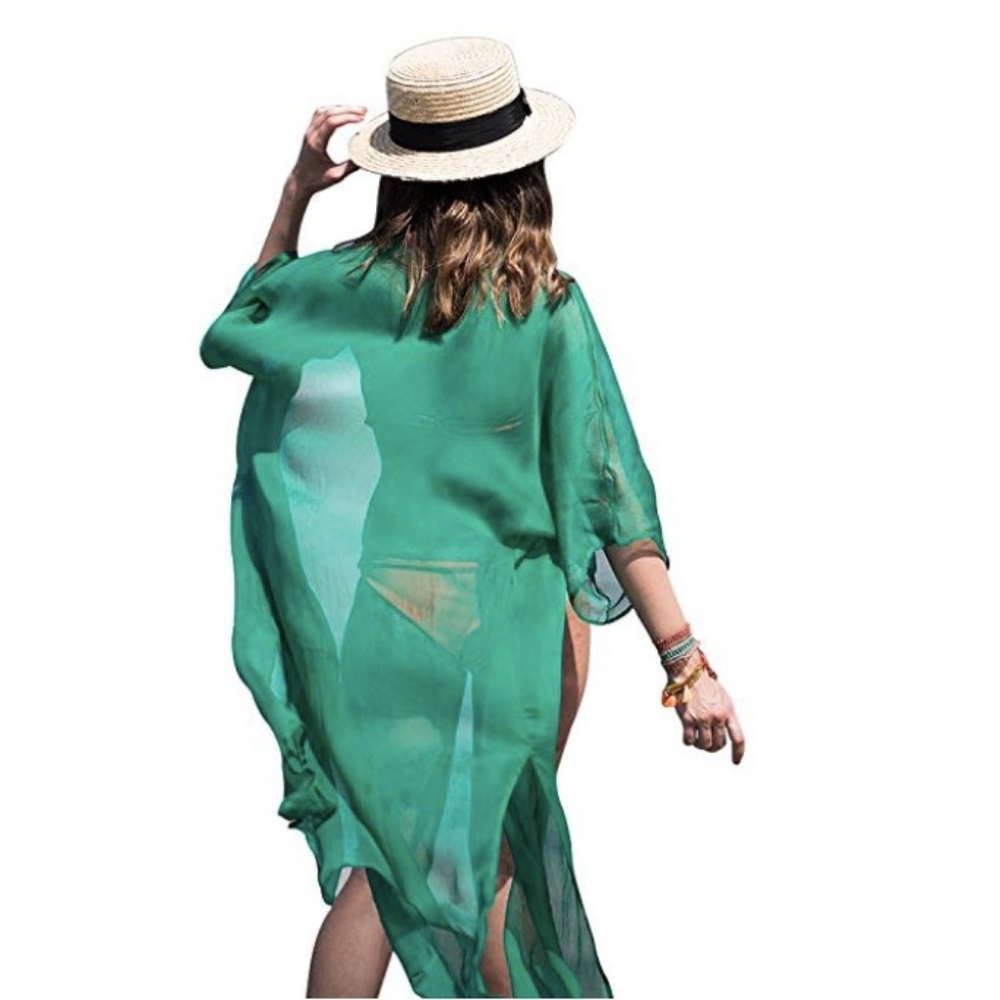 Long Aqua Kimono / Swim Coverup